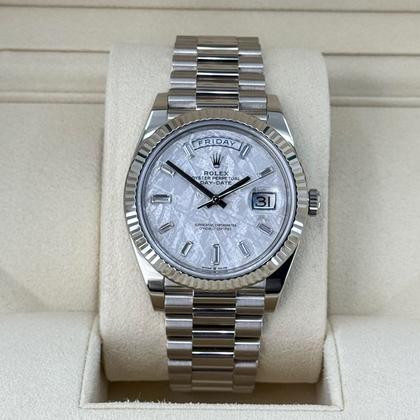 Rolex Day-Date 40 White Gold Meteorite Baguette Diamond Dial 228239