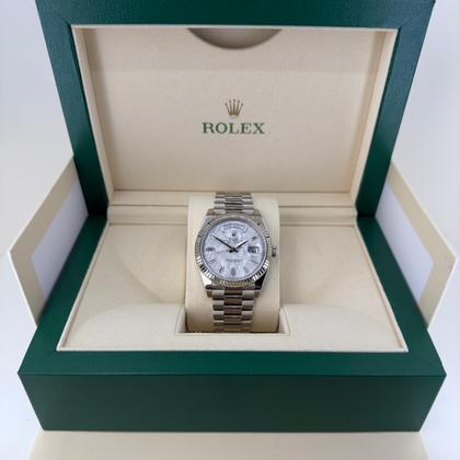 Rolex Day-Date 40 White Gold Meteorite Baguette Diamond Dial 228239