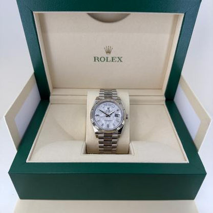 Rolex Day-Date 40 White Gold Meteorite Baguette Diamond Dial 228239