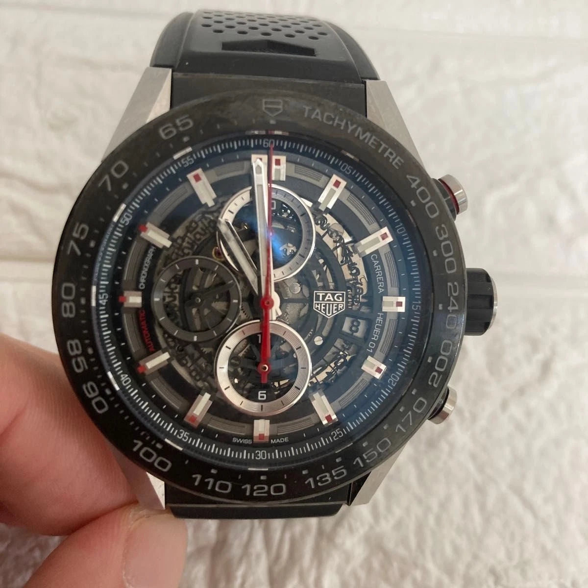 TAG Heuer Carrera Calibre Heuer 01 CAR2A1Z.FT6044 – Black/Red Skeleton Dial